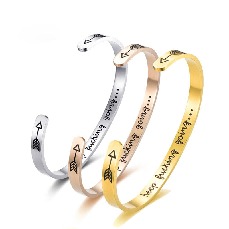 Keep F*cking Going Cuff Bracelet | Recovery & Sobriety Gift