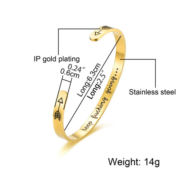 Keep F*cking Going Cuff Bracelet | Recovery & Sobriety Gift